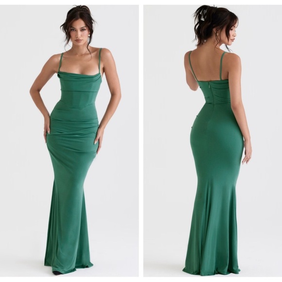 House of CB Milena Forest Corset Maxi Dress Size L Formal Wedding Guest Date - Picture 1 of 15